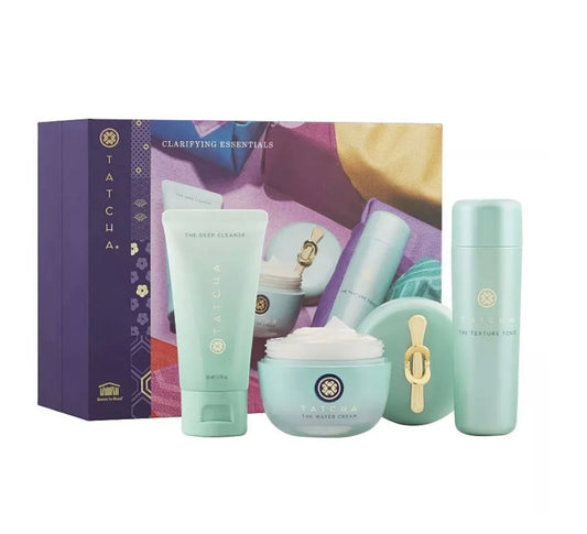 TATCHA CLARIFYING ESSENTIALS SET WATER CREAM DEEP CLEANSE CLAY MASK set